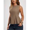 image:imageMakeMeChic Womens Dressy Ruffle Tops Going Out Tank Tops Sleeveless Work Shirt BlouseKhaki