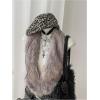 image:imageMakeMeChic Womens Faux Fur Furry Sleeveless Halter Top Tie Open Back Y2K Fall Rave OutfitsKhaki