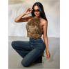 image:imageMakeMeChic Womens Faux Fur Halter Tops Tie Open Back Backless Sleeveless Y2k Crop TopBrown
