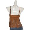 image:imageMakeMeChic Womens Faux Suede Camisole Spaghetti Strap Fringe Western Cowgirl TankBrown