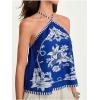 image:imageMakeMeChic Womens Floral Boho Halter Tops Criss Cross Backless Beach Vacation TopsMulticolor