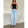 image:imageMakeMeChic Womens Floral Cami Top Sleeveless Cut Out Open Back Summer Halter TopsBlack
