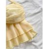 image:imageMakeMeChic Womens Floral Chiffon Halter Crop Tops Tie Backless Ruffle Tiered Smocked Summer TopYellow