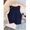 image:imageMakeMeChic Womens Floral Crop Tank Top Crew Neck Sleeveless Going Out TopsBlue