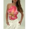 image:imageMakeMeChic Womens Floral Halter Tops Open Back Beaded Sleeveless Crop Summer Tank TopsPink
