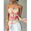 image:imageMakeMeChic Womens Floral Halter Tops Tie Backless Ruched Fitted Summer TankMulticolor
