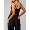image:imageMakeMeChic Womens Floral Lace Backless Cami Top Spaghetti Strap Sleeveless Summer Asymmetrical TopsCoffee Brown