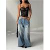 image:imageMakeMeChic Womens Floral Lace Bustier Top Spaghetti Strap Y2K Camisole Crop Going Out TopsBlack