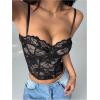 image:imageMakeMeChic Womens Floral Lace Bustier Top Spaghetti Strap Y2K Camisole Crop Going Out TopsBlack