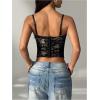 image:imageMakeMeChic Womens Floral Lace Bustier Top Spaghetti Strap Y2K Camisole Crop Going Out TopsBlack