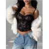 image:imageMakeMeChic Womens Floral Lace Bustier Top Spaghetti Strap Y2K Camisole Crop Going Out TopsBlack