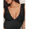 image:imageMakeMeChic Womens Floral Lace Deep V Neck Tank Sleeveless Fitted Crop Tops ClubwearBlack