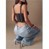 image:imageMakeMeChic Womens Floral Lace Sheer Bustier Top Spaghetti Strap Going Out TopsBlack