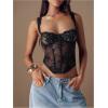 image:imageMakeMeChic Womens Floral Lace Sheer Bustier Top Spaghetti Strap Going Out TopsBlack