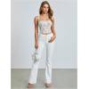 image:imageMakeMeChic Womens Floral Lace Sheer Camisole Spaghetti Strap Lace Up Backless Tank Crop TopWhite