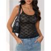 image:imageMakeMeChic Womens Floral Lace Sheer Scoop Neck Camisole Top Spaghetti Strap Tank TopBlack