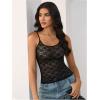 image:imageMakeMeChic Womens Floral Lace Sheer Scoop Neck Camisole Top Spaghetti Strap Tank TopBlack