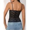image:imageMakeMeChic Womens Floral Lace Sheer Scoop Neck Camisole Top Spaghetti Strap Tank TopBlack