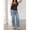 image:imageMakeMeChic Womens Floral Lace Sheer Scoop Neck Camisole Top Spaghetti Strap Tank TopBlack