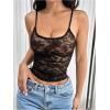 image:imageMakeMeChic Womens Floral Lace Sheer Scoop Neck Camisole Top Spaghetti Strap Tank TopBlack B