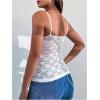 image:imageMakeMeChic Womens Floral Lace Sheer Scoop Neck Camisole Top Spaghetti Strap Tank TopWhite