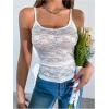 image:imageMakeMeChic Womens Floral Lace Sheer Scoop Neck Camisole Top Spaghetti Strap Tank TopWhite