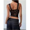 image:imageMakeMeChic Womens Floral Lace Tie Front Bustier Corset Sleeveless Going Out Tank Crop TopBlack