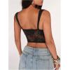 image:imageMakeMeChic Womens Floral Lace Tie Front Bustier Corset Sleeveless Going Out Tank Crop TopBlack B