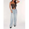 image:imageMakeMeChic Womens Floral Lace Tie Front Bustier Corset Sleeveless Going Out Tank Crop TopBlack B