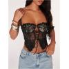 image:imageMakeMeChic Womens Floral Lace Tie Front Bustier Corset Sleeveless Going Out Tank Crop TopBlack B