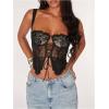 image:imageMakeMeChic Womens Floral Lace Tie Front Bustier Corset Sleeveless Going Out Tank Crop TopBlack B