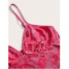 image:imageMakeMeChic Womens Floral Print Lettuce Trim Asymmetrical Hem Slim Fit Cami Crop TopHot Pink