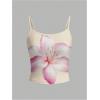 image:imageMakeMeChic Womens Floral Print Spaghetti Strap Sleeveless Summer Camisole Crop TopWhite