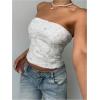 image:imageMakeMeChic Womens Floral Tube Top Elegant Beaded Strapless Bandeau Sleeveless Going Out Crop TopsWhite