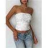 image:imageMakeMeChic Womens Floral Tube Top Elegant Beaded Strapless Bandeau Sleeveless Going Out Crop TopsWhite