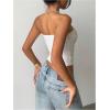 image:imageMakeMeChic Womens Floral Tube Top Elegant Beaded Strapless Bandeau Sleeveless Going Out Crop TopsWhite