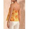image:imageMakeMeChic Womens Floral V Neck Camisole Sleeveless Ruched Spaghetti Strap Tank Ruffle Y2k TopsBurnt Orange