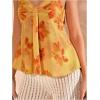 image:imageMakeMeChic Womens Floral V Neck Camisole Sleeveless Ruched Spaghetti Strap Tank Ruffle Y2k TopsBurnt Orange