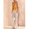 image:imageMakeMeChic Womens Floral V Neck Camisole Sleeveless Ruched Spaghetti Strap Tank Ruffle Y2k TopsBurnt Orange