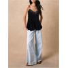 image:imageMakeMeChic Womens Flowy Lace Tops Summer Camisole Vacation Ruffle Backless TopBlack
