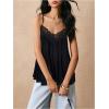 image:imageMakeMeChic Womens Flowy Lace Tops Summer Camisole Vacation Ruffle Backless TopBlack
