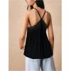 image:imageMakeMeChic Womens Flowy Lace Tops Summer Camisole Vacation Ruffle Backless TopBlack