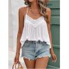 image:imageMakeMeChic Womens Flowy Lace Tops Summer Camisole Vacation Ruffle Backless TopWhite