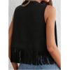 image:imageMakeMeChic Womens Fringe Tops Rivet Suede Sleeveless Concert Western Vest Cowboy JacketBlack