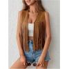 image:imageMakeMeChic Womens Fringe Tops Rivet Suede Sleeveless Concert Western Vest Cowboy JacketBrown