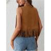 image:imageMakeMeChic Womens Fringe Tops Rivet Suede Sleeveless Concert Western Vest Cowboy JacketBrown