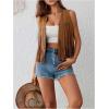 image:imageMakeMeChic Womens Fringe Tops Rivet Suede Sleeveless Concert Western Vest Cowboy JacketBrown