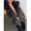 image:imageMakeMeChic Womens Fuzzy Faux Fur Halter Top Sleeveless Tie Backless Summer Going Out Tops Cowboy Chic OutfitsDark Grey