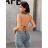 image:imageMakeMeChic Womens Fuzzy Faux Fur Halter Top Sleeveless Tie Backless Summer Going Out Tops Cowboy Chic OutfitsKhaki