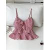 image:imageMakeMeChic Womens Gingham Cami Tops Spaghetti Strap Ruffle Cute Summer Crop Y2K TopRed